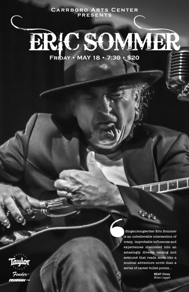 img src="Arts-Center-FINAL.png" singer with vivian westwood hat holds guitar while focusing intently on the fretboard">